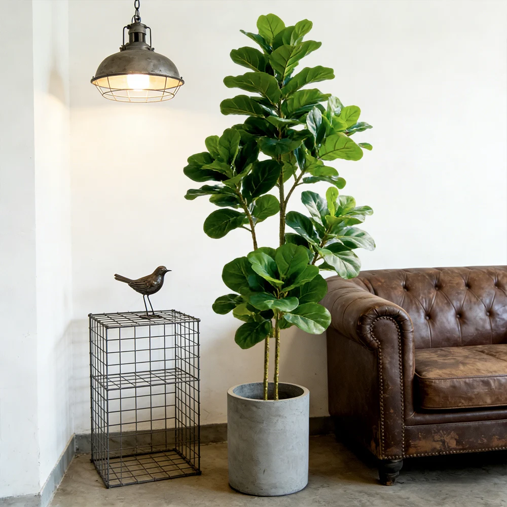 Ficus Lyrata Tree - 64/122cm人工フィドルフィグツリー、偽オーク植物、トロピカルフィカスツリー、プラスチック製バニヤンリーフ、家庭用庭園、結婚式の装飾、ギフトに