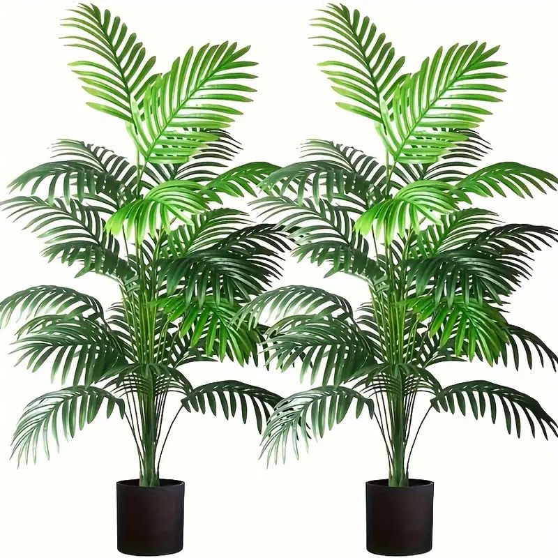 24枚の葉を持つアレカヤシの人工観葉植物、鉢植えのプラスチッ - Ficus Lyrata Tree のレビューと価格