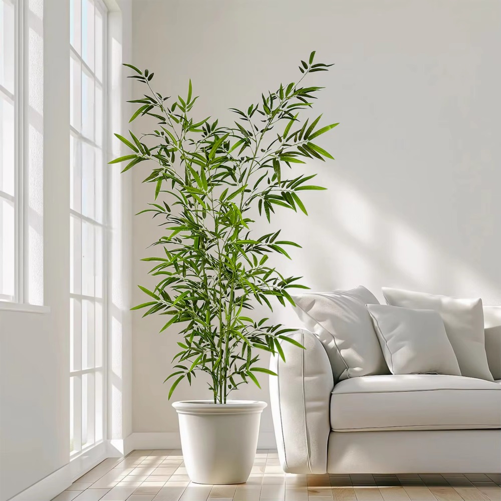 人工緑の竹 PU + PVC 大型竹床ポット 1.3 メート - Ficus Lyrata Tree のレビューと価格