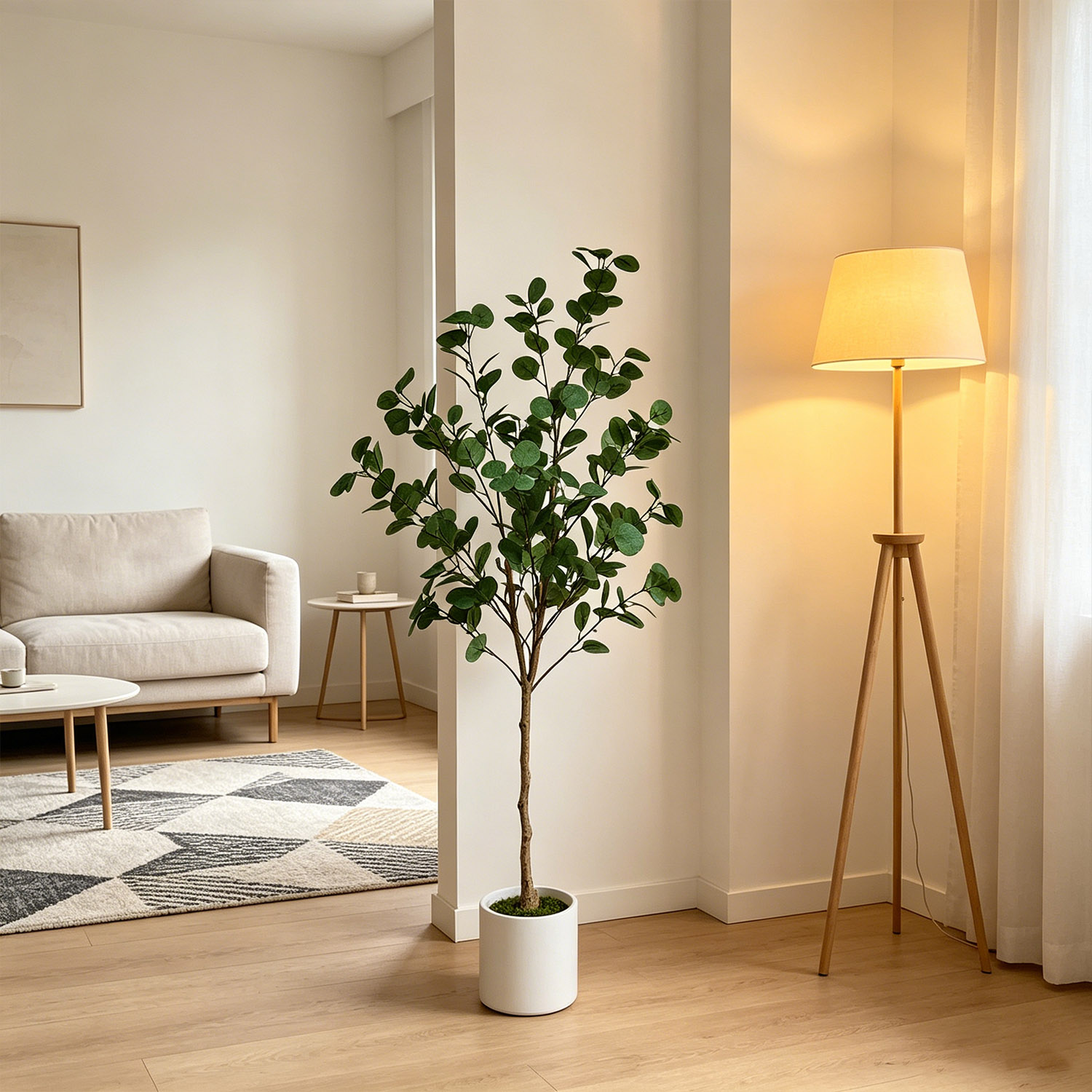 120-155cm/5.1フィートの人工ユーカリの木、リアル - Ficus Lyrata Tree のレビューと価格